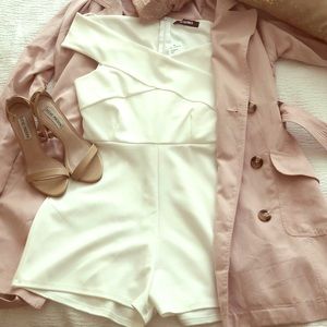 MISSGUIDED White Off- Shoulder Romper 🕊